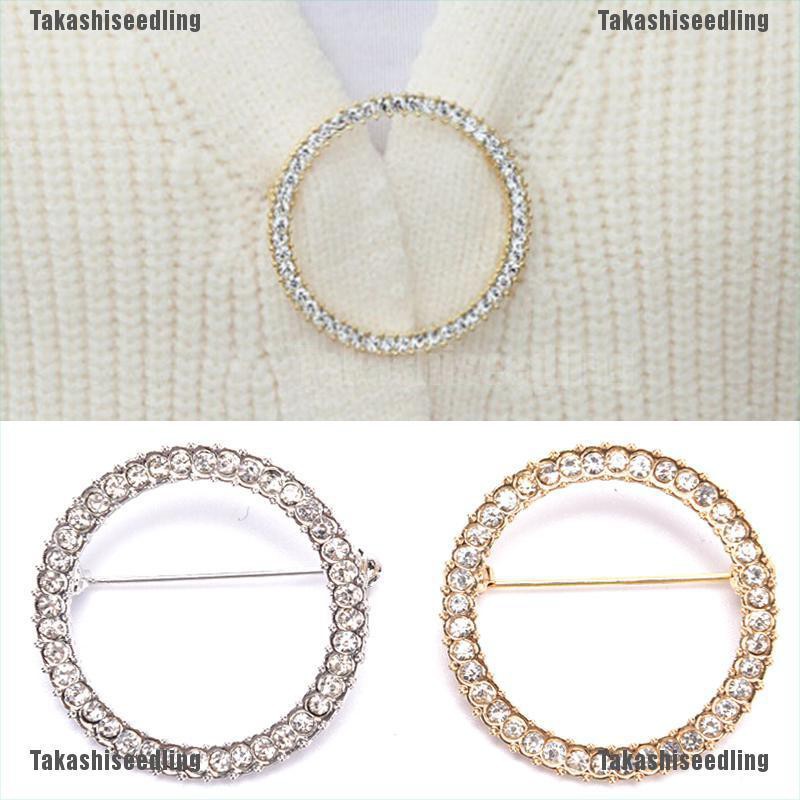 Ghim Cài Áo Hình Tròn Đính Đá Thiết Kế Đơn Giản Thời Trang Cao Cấp