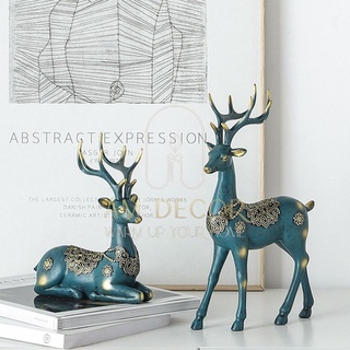 Tượng Cặp đôi hươu nai decor trang trí phòng ngủ, phòng khách sang trọng - AM Decor