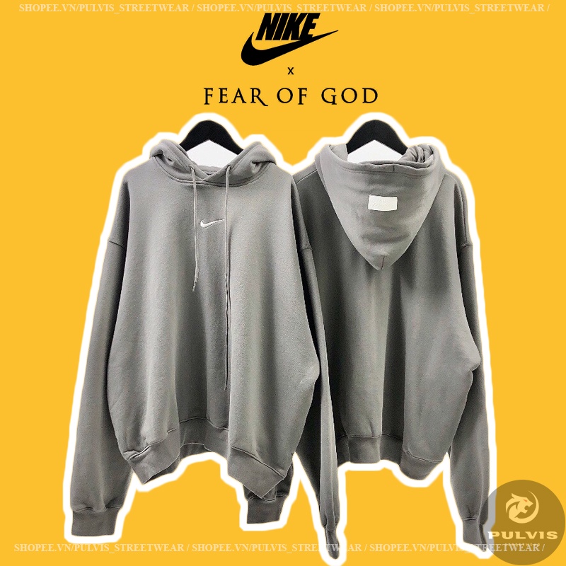 - Áo Hoodie Fear of God x NlKE Double Hood nỉ da cá