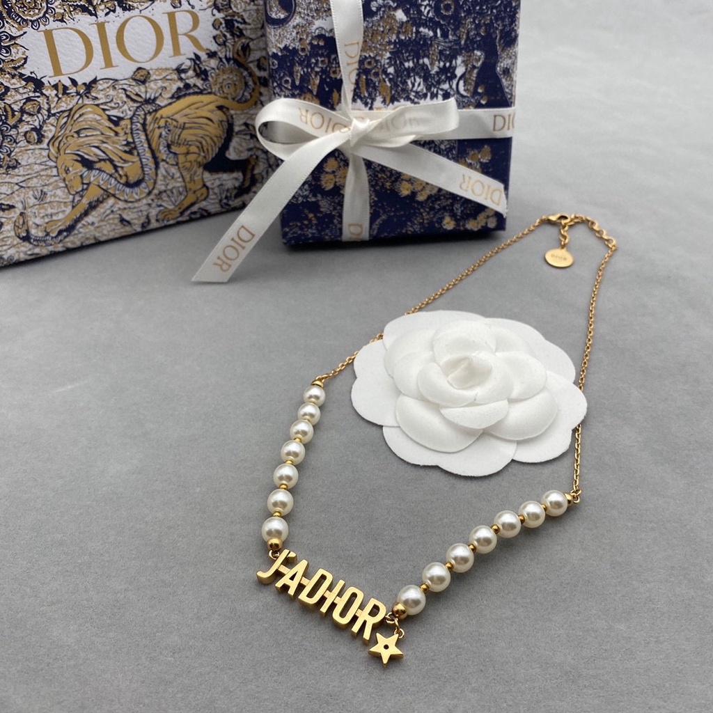 Set Vòng cổ/Vòng Tay/Nhẫn Dior Đính Ngọc Trai Thanh Lịch Thời Trang