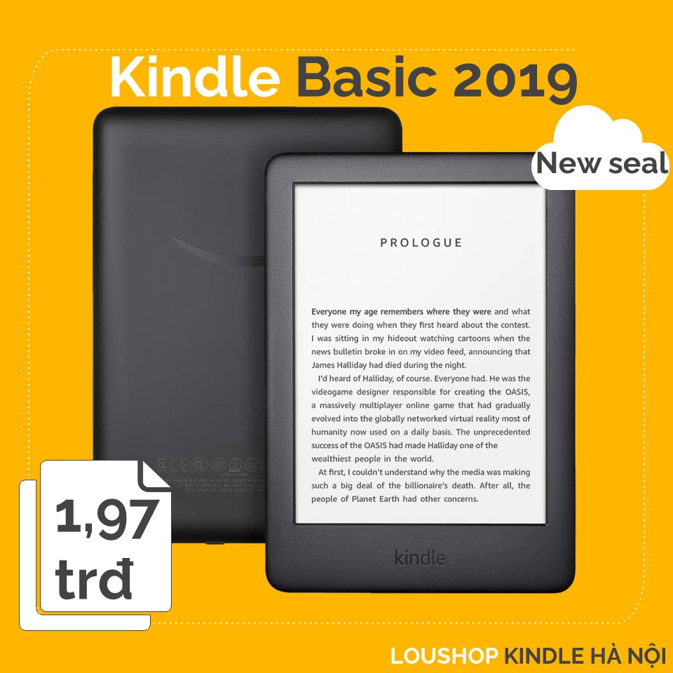 Máy đọc sách Kindle Basic 2019 10th - All new kindle 2019 có đèn nền, màn hình E-ink 6’’, nghe Audible, 8GB