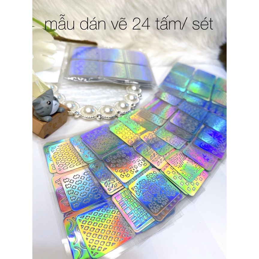 Miếng dán để vẽ móng tay nail sét 24 tấm