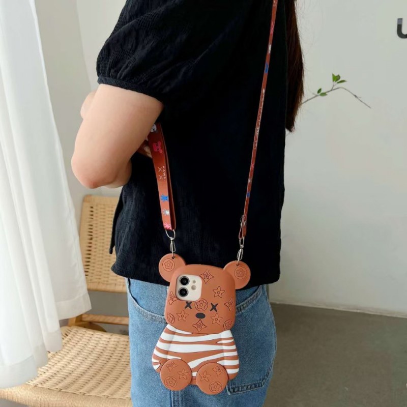 Ốp Điện Thoại Hình Gấu Bông 3D Gắn Dây Đeo Cho Xiaomi Redmi Note 11 10 10s Note 9s 8 Pro Redmi 9T 9A 9i 10