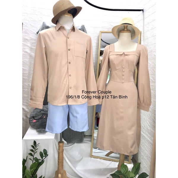 Áo váy đôi Vintage chụp ảnh cưới màu nude nhạt Forever Couple