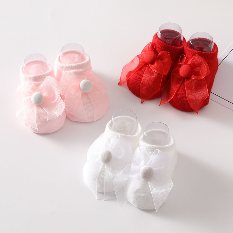 Set đôi vớ và băng đô co giãn đính nơ xinh xắn đáng yêu dành cho bé gái