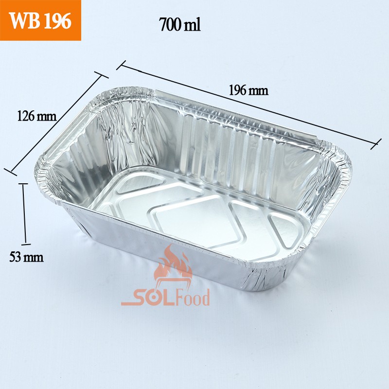 Set 50 Hộp,khay nhôm đựng thực phẩm dùng 1 lần mã WB196 - 700ml - Có chứng nhận ATTP