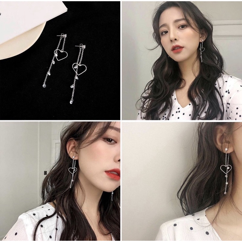 ♡ Khuyên tai Tim dài Hàn quốc