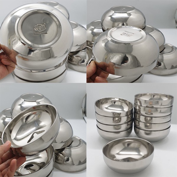 Bát inox trơn 2 lớp cách nhiệt Hoàng Gia- Tô inox nhiều kích cỡ