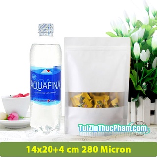 100 Cái Túi Zip MIS Size 14x20 cm Đựng 200g Bột Mịn, Túi Giấy Kraft Trắng Có Cửa Sổ, Phủ BOPP CPP chống ẩm tốt