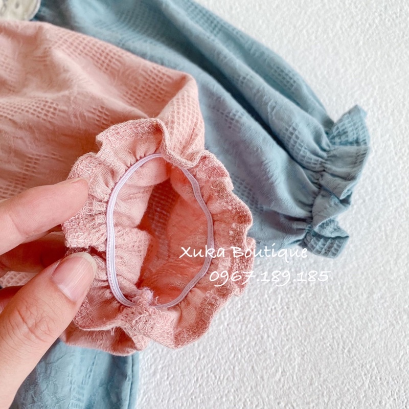 Set Bodysuit Dài Tay Cổ Nhung Cherry Kèm Mũ Bé Gái Dễ Thương - Xuka Boutique - Quần Áo Trẻ Em phong cách Hàn Quốc