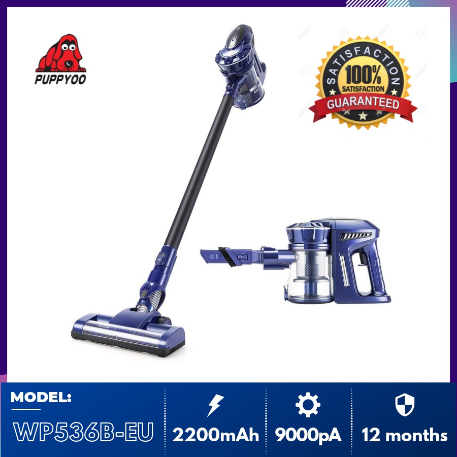 [Hàng Chính Hãng - FREESHIP] Máy Hút Bụi Cầm Tay Không Dây Đa Năng PUPPYOO WP536 (Blue) Lực Hút Mạnh 12000PA Nhỏ Gọn