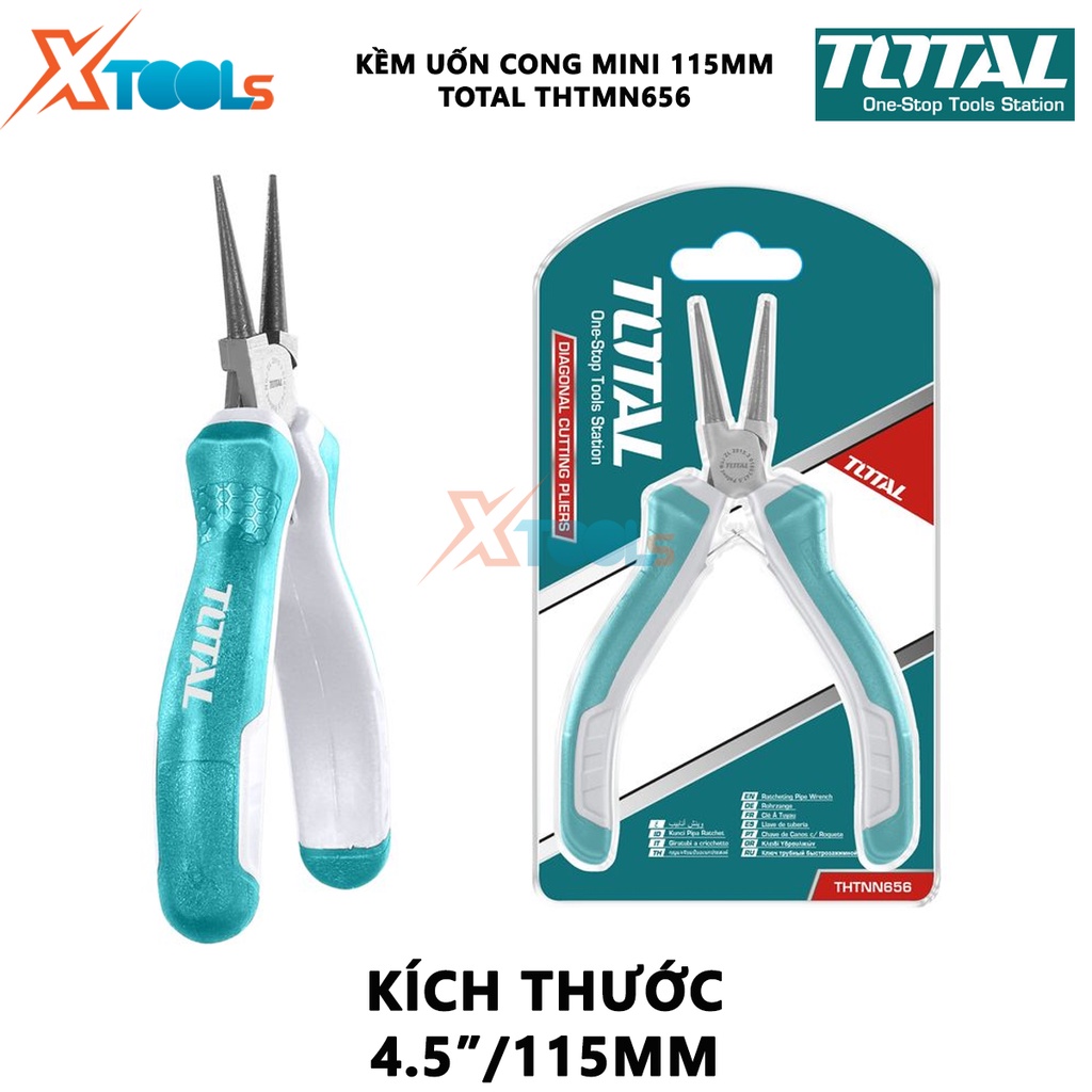 Kềm uốn vòng mini TOTAL THTMN656 Kìm uốn vòng Kích thước 4,5 &quot;/ 115mm, thép CR-V, tay cầm cách điện,bọc cao su chống trơ