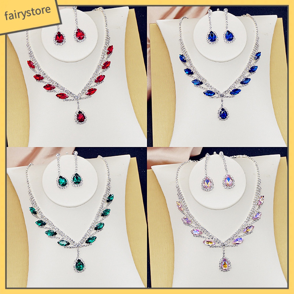 Bộ trang sức mạ đính đá lấp lánh kiểu dáng thời trang cho cô dâu