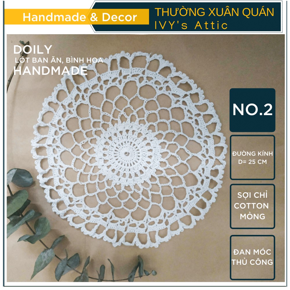 Lót bàn ăn, bình hoa handmade sợi cotton mềm mỏng đan tay thủ công