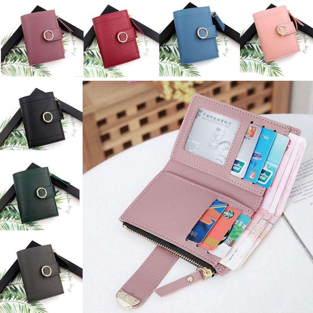 Kent1 Mới Ví Da PU Mini Dáng Ngắn Dạng Gập Có Khóa Kéo Nhiều Màu Sắc Đơn Giản Cho Nữ