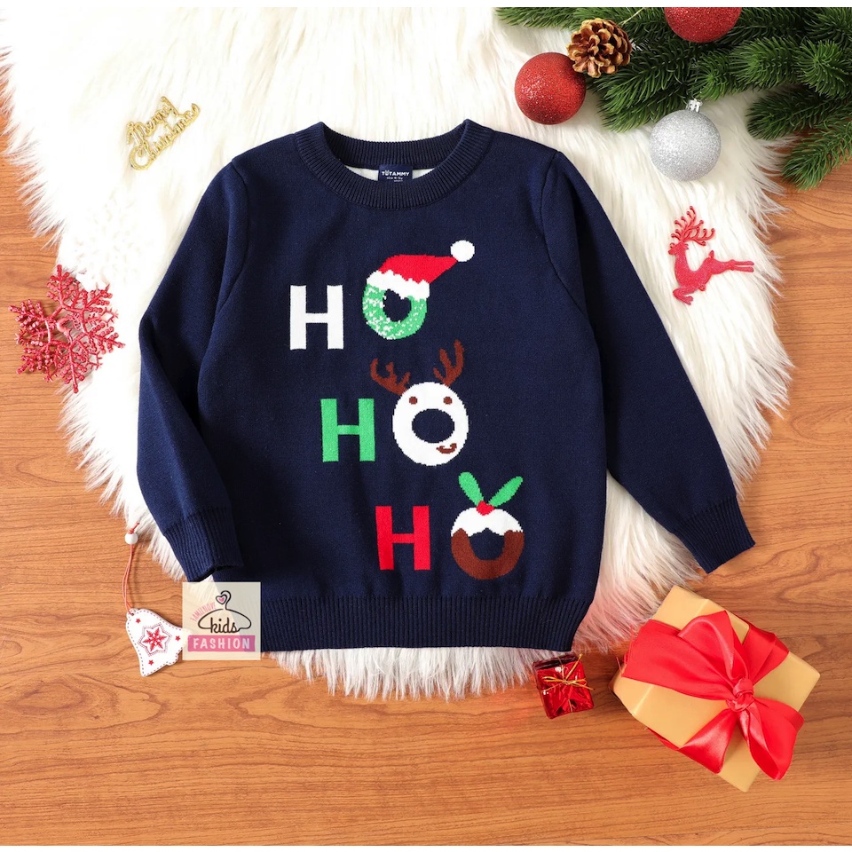 Áo Nỉ ấm mùa đông cho bé - Áo Thu đông dài tay cho bé Cotton Da cá cao cấp mẫu Noel Giáng Sinh HOHOHO 2 màu Đỏ Xanh