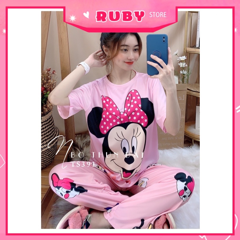 Bộ hoạt hình Cartoon form rộng chất đẹp Free Sz Dưới 60KG ❤ Set bộ thun mỏng mát mặc nhà thu đông QC ❤