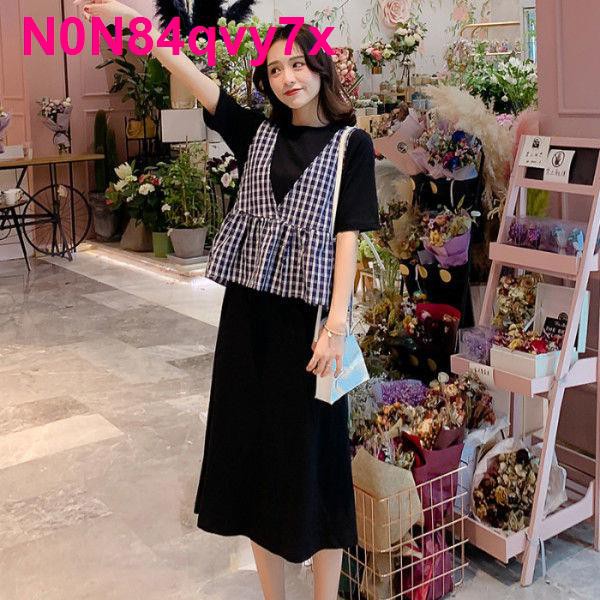 SHOP XINH Đầm mùa hè của phụ nữ mang thai 2021 Thời trang mới cho con bú Áo kẻ sọc Vest Veneine