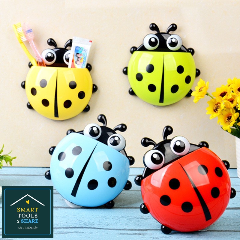 Kệ Đựng Bàn Chải, Kem Đánh Răng, Cọ Trang Điểm Hình Con Bọ Lady Bug Nhiều Màu Sắc