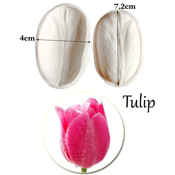 Khuôn Silicone Tạo Hình Cánh Hoa Mẫu Đơn / Hoa Tulip Trang Trí Bánh Kem C337
