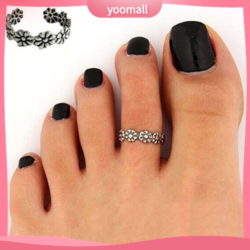 Yomall♡ Set 2 Nhẫn Ngón Chân Mạ Bạc Phong Cách Vintage