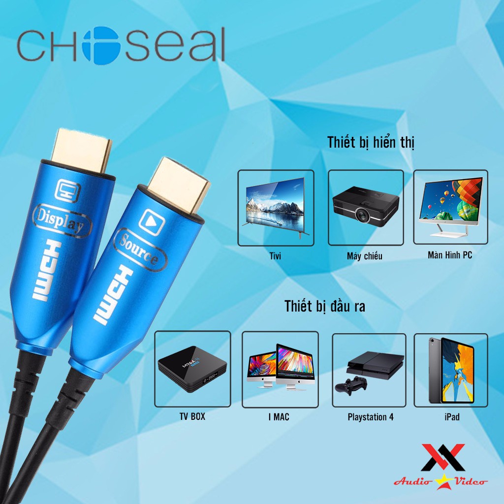 Dây Cáp HDMI Choseal 2.0/4K Cao Cấp Truyền Dữ Liệu Tốc Độ Cao Loại Tròn Dài 30m, 50m Dùng Cho Công Trình Bảo Hành 2 Năm