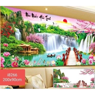 Tranh đính đá phong cảnh non nước hữu tình