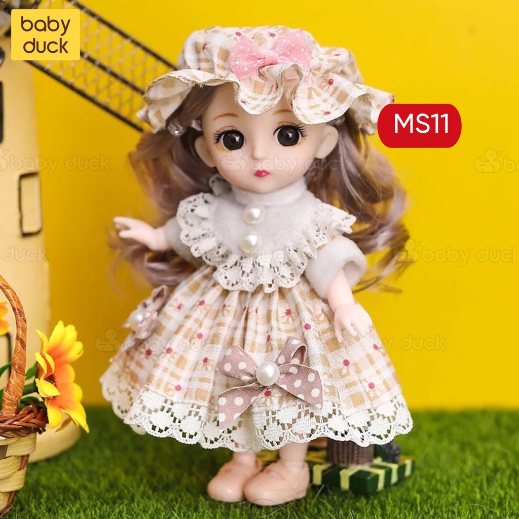 Búp bê cho bé gái dài 17cm cực kì dễ thương, đồ chơi búp bê barbie trẻ em