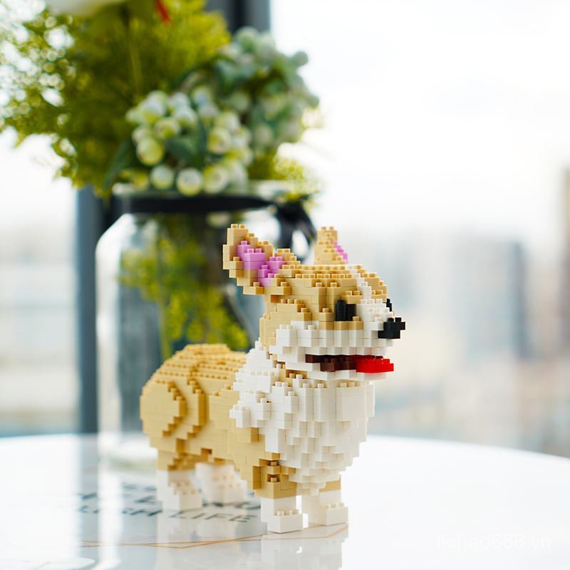 Mô Hình Lắp Ráp Chú Chó Corgi Husky Cỡ Nhỏ Dễ Thương