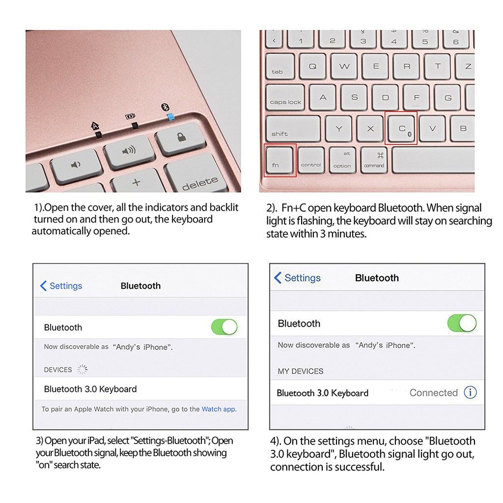 Bao da kiêm bàn phím Bluetooth F8Spro cho ipad Pro 9.7 (Rose Gold) tặng miếng lót bàn phím