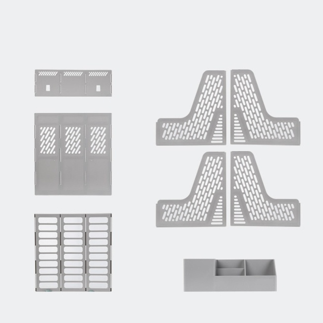 Khay đựng đồ văn phòng phẩm 3 ngăn, File đựng tài liệu, Giá để tài liệu giấy tờ có kèm khay đựng bút.