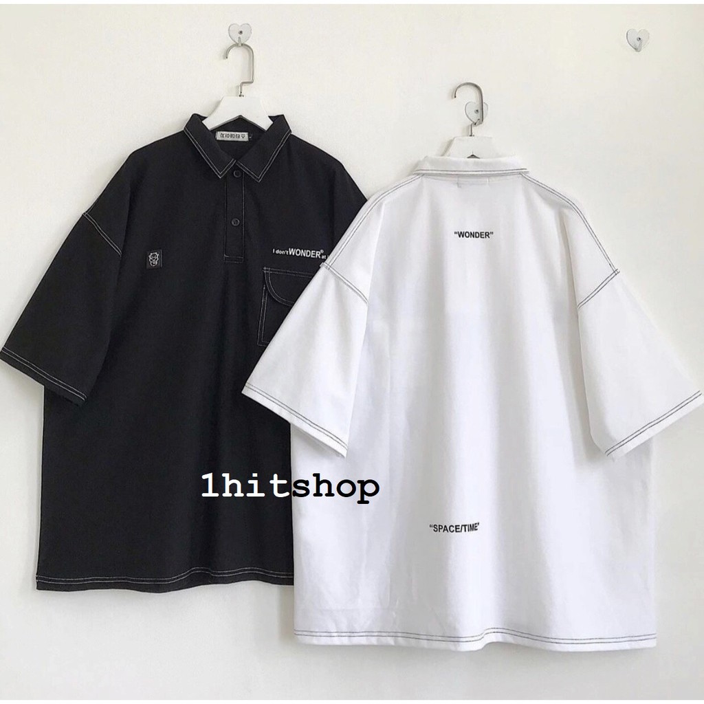 Áo Thun POLO CON BÒ CHỈ NỔI Nam Nữ Ulzzang Unisex 1hitshop