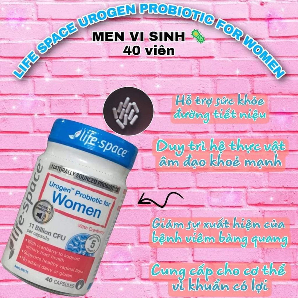 Men vi sinh / tiêu hóa cho phụ nữ / mang thai / bầu bú Life Space Lifespace Women’s Urogen / Microflora Probiotic