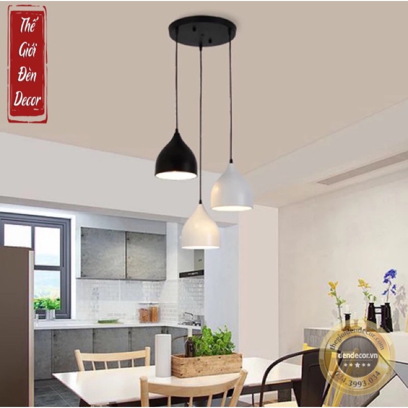 Bộ đèn trang trí bàn ăn T100 , đèn thả bộ 3 bàn ăn nhà bếp hiện đại tặng kèm bóng