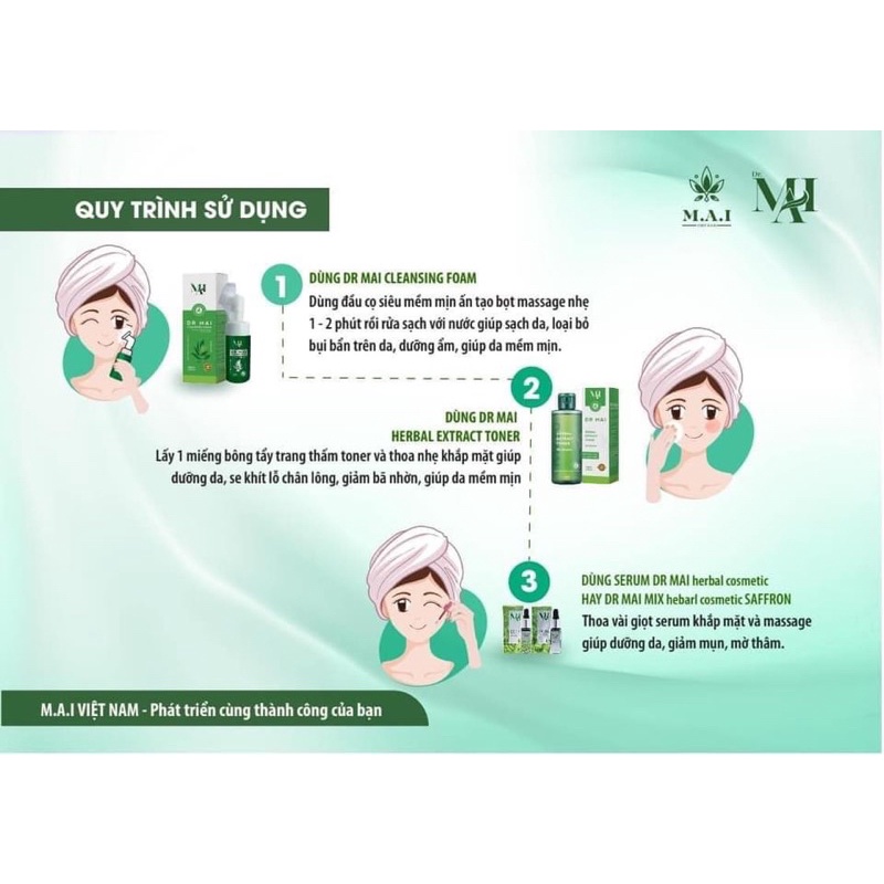 Toner Dr.Mai Herbal Extract Cân bằng độ PH, Nước hoa hồng cân bằng da.