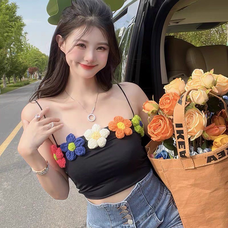 Áo hai dây mix hoa len dễ thương, tiểu thư bigsize Quỳnh Anh (M/L/XL/XXL)