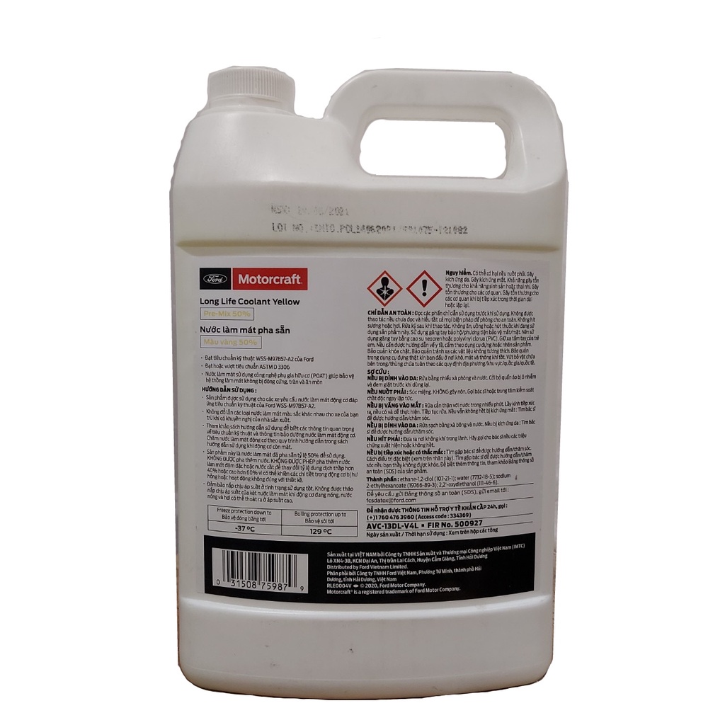 FORD Motorcraft Long Life Coolant Yellow 4 Lít