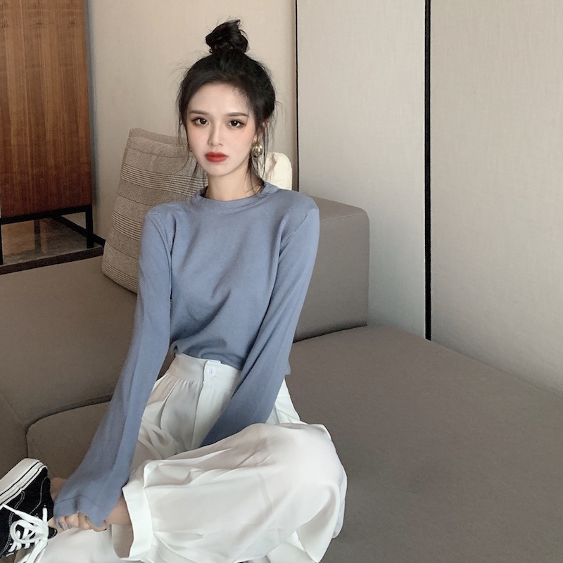 Áo thun NZN tay dài cổ tròn thiết kế đơn giản dễ phối đồ độc đáo cho nữ