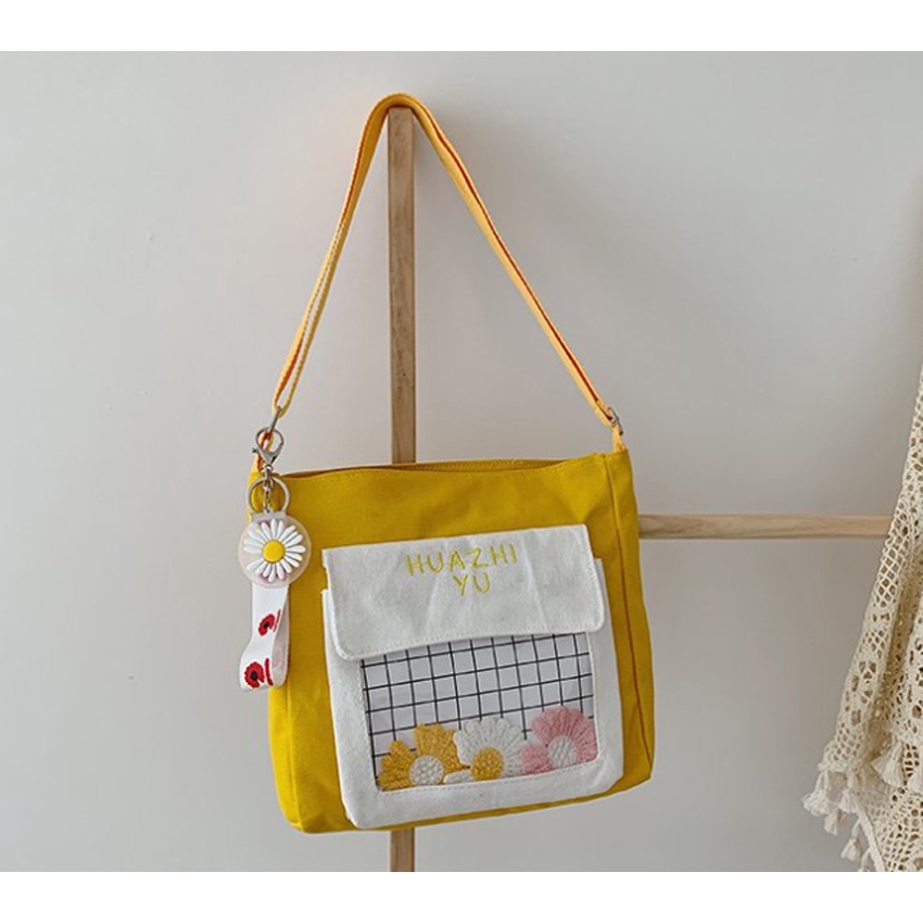Túi vải đeo chéo nữ HVAZHI móc hoa cúc trong suốt BH 462 | BigBuy360 - bigbuy360.vn