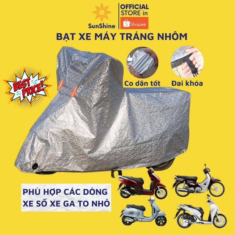 Áo trùm xe máy lớp PVC chống nắng che mưa bạt trùm xe máy 3D tráng nhôm cách nhiệt 3 lớp bạt phủ xe máy