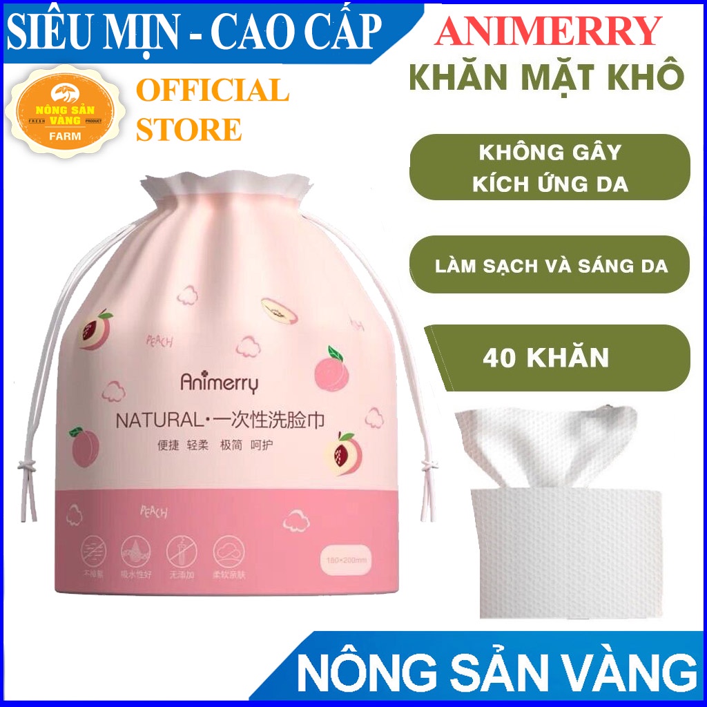 Khăn Lau Mặt, Giấy Lau Mặt Khô, Giấy Đa Năng Animerry Dùng 1 Lần Cotton, Cuộn 40 Tờ - Nội Địa Trung