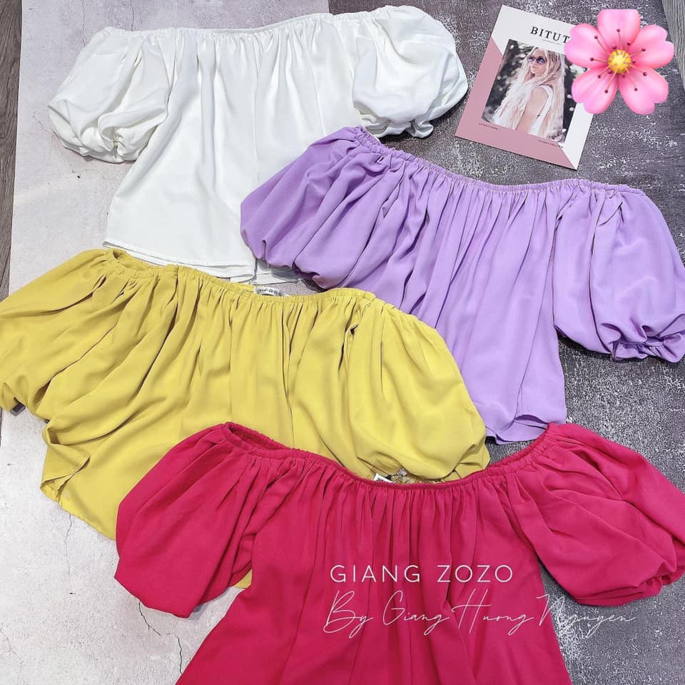 Áo Trễ Vai Bánh Bèo Tay Bồng Nữ  Nana's House - FREESHIP  Áo thun phông hở cổ tiểu thư dáng suông nhiều màu Ulzzang