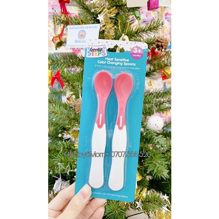 Set 2 thìa báo nóng Gentle Steps cao cấp dùng an toàn cho bé