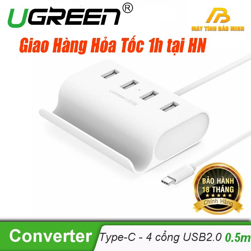 Cáp Chuyển USB Type C Ra 4 Cổng USB 2.0 Chính Hãng Ugreen 30288