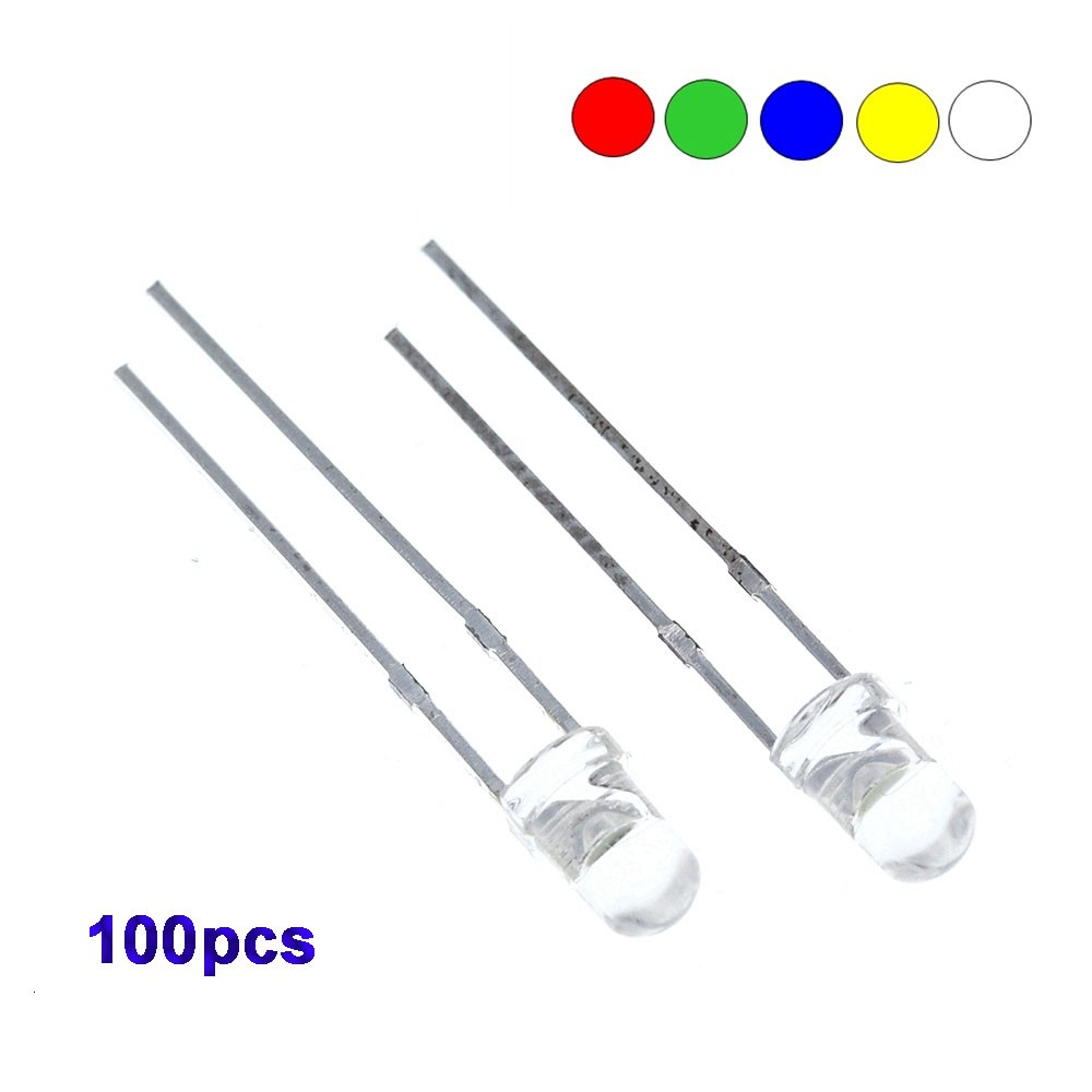 Set 100 Đèn Led Đi Ốt Kích Thước F3 / 3mm
