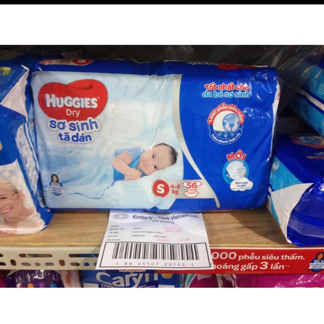 Tã dán sơ sinh huggies S/56M