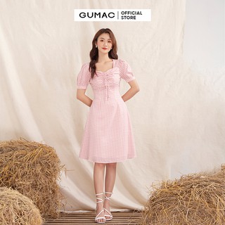 Đầm nữ caro rút ngực GUMAC DA1002
