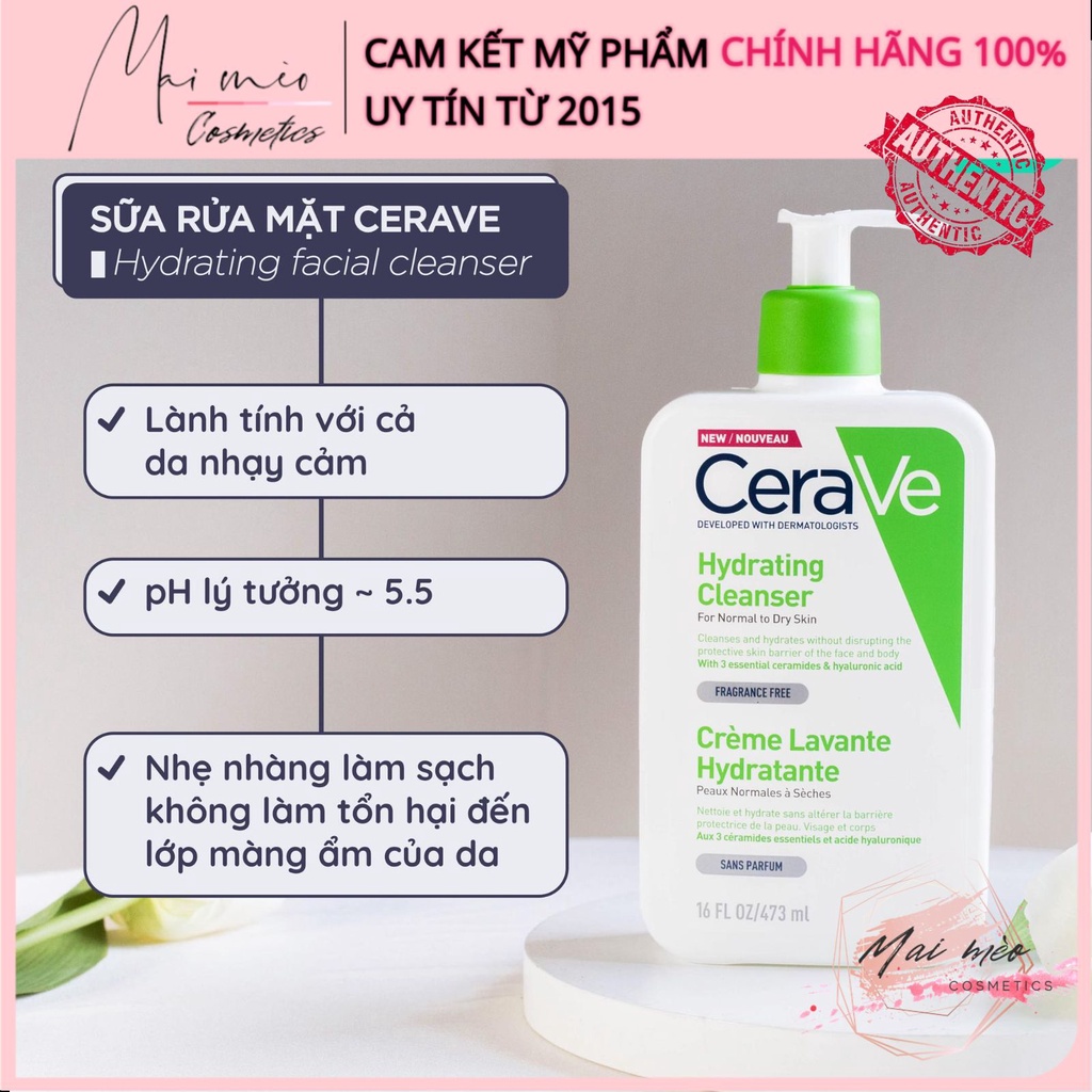 Sữa rửa mặt Cerave Foaming Facial Cleanser DA KHÔ VÀ DA DẦU 355ml