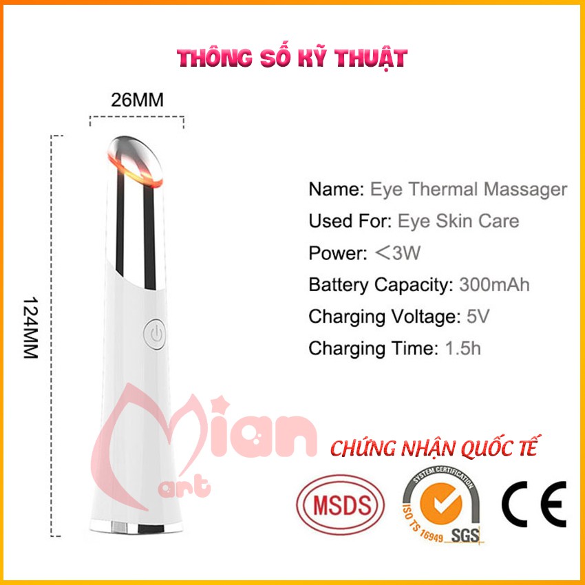 Máy massage mắt mini cao cấp, máy mát xa mắt làm giảm nếp nhăn quầng thâm, bọng mắt 2 chế độ rung mạnh- MIAN MART