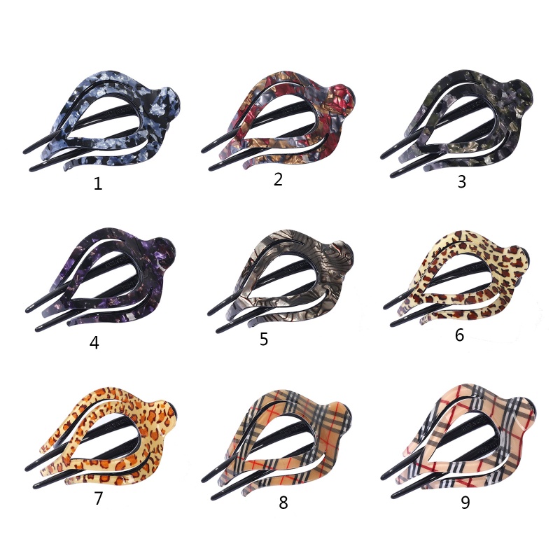 Youyo Kẹp Tóc Cong Họa Tiết Da Báo Kiểu Pháp Không Trơn Trượt